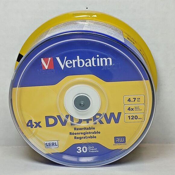 Verbatim Americas 4x Speed DVD+RW Rewritable 1000x, 30 Pack 4.7 GB 120 Min SERL - Picture 2 of 12